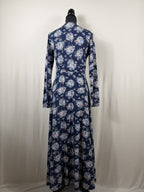 LoveShackFancy Floral V-Neck Maxi Dress – Navy – back