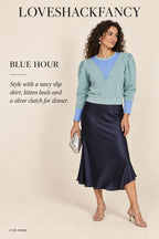 LoveShackFancy Colorblock Cropped Pullover – styled: Blue Hour