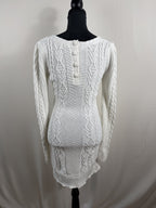 LoveShackFancy Simmonette Cable-Knit Mini Dress – Ivory – back