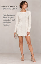 LoveShackFancy Simmonette Cable-Knit Mini Dress – Ivory – styled editorial look 2