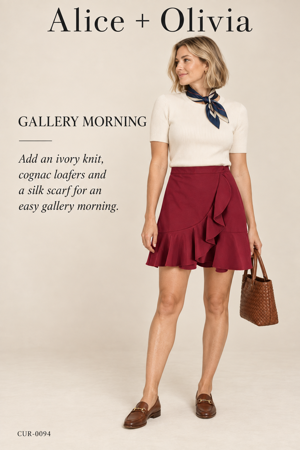Alice + Olivia Juno Ruffled A-Line Flounce Mini Skirt – Bordeaux