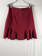 Alice + Olivia Burgundy Ruffle Faux-Wrap Flounce Skirt - back