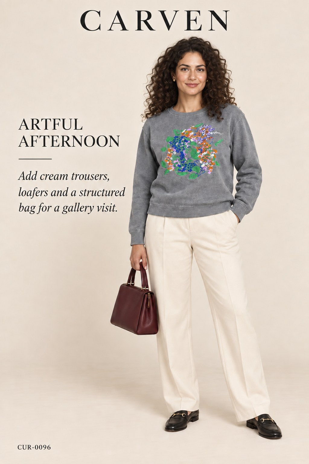 Carven Floral Bouquet Embroidered Sweatshirt – styled: Artful Afternoon