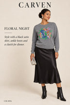 Carven Floral Bouquet Embroidered Sweatshirt – styled: Floral Night