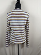 Veronica Beard Jeans Striped Rib-Knit Long-Sleeve Top – back
