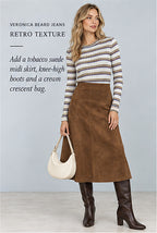 Veronica Beard Jeans Striped Rib-Knit Long-Sleeve Top – styled editorial look 3