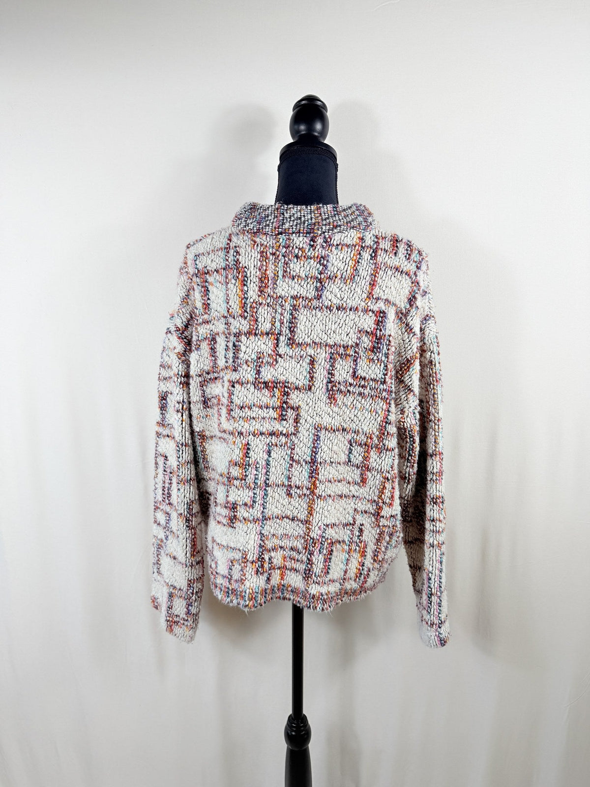 Hunter Bell Abstract Tweed-Knit Mock-Neck Sweater – back