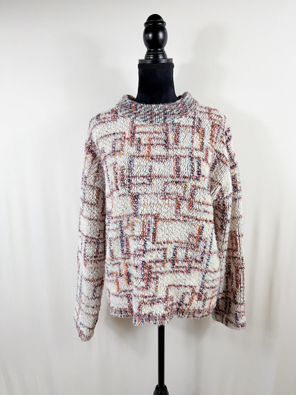 Hunter Bell Abstract Tweed-Knit Mock-Neck Sweater – front