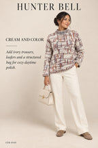 Hunter Bell Abstract Tweed-Knit Mock-Neck Sweater – styled: Cream and Color