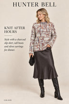 Hunter Bell Abstract Tweed-Knit Mock-Neck Sweater – styled: Knit After Hours
