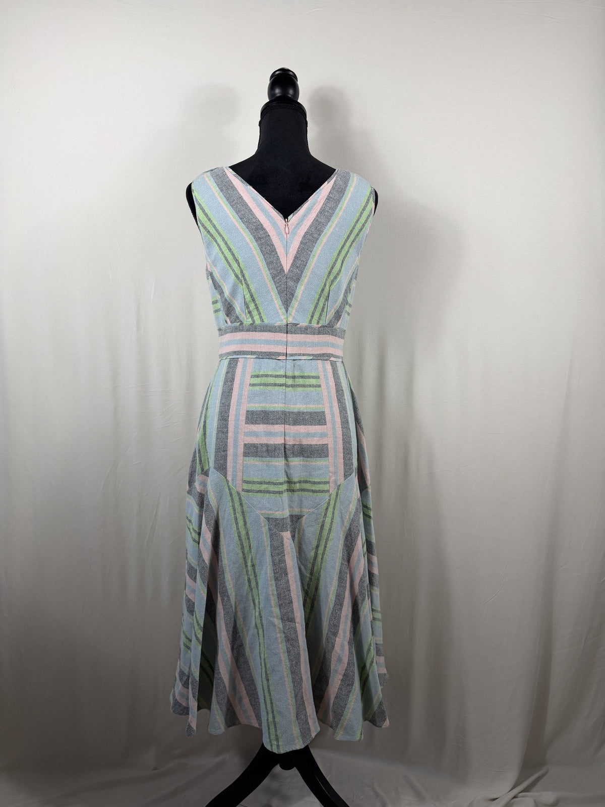 Hunter Bell Striped Knit V-Neck Dress – Pastel Multi – back