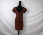 Ganni Ingrid Suede Bateau-Neck Mini Dress – Brown – back