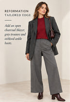 Reformation Merino Wool Mock Neck Sweater – Red – styled editorial look 3