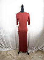 Reformation Ribbed Knit Maxi Dress – Brick – back