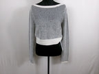 Reformation Striped Cashmere Cropped Sweater – Navy/Ivory – front