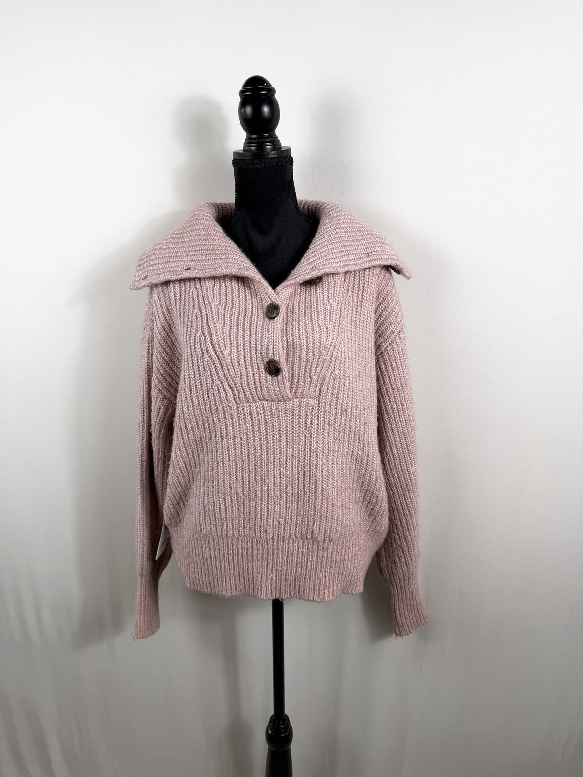 Varley Peverel Button Placket Knit – Woodrose – front