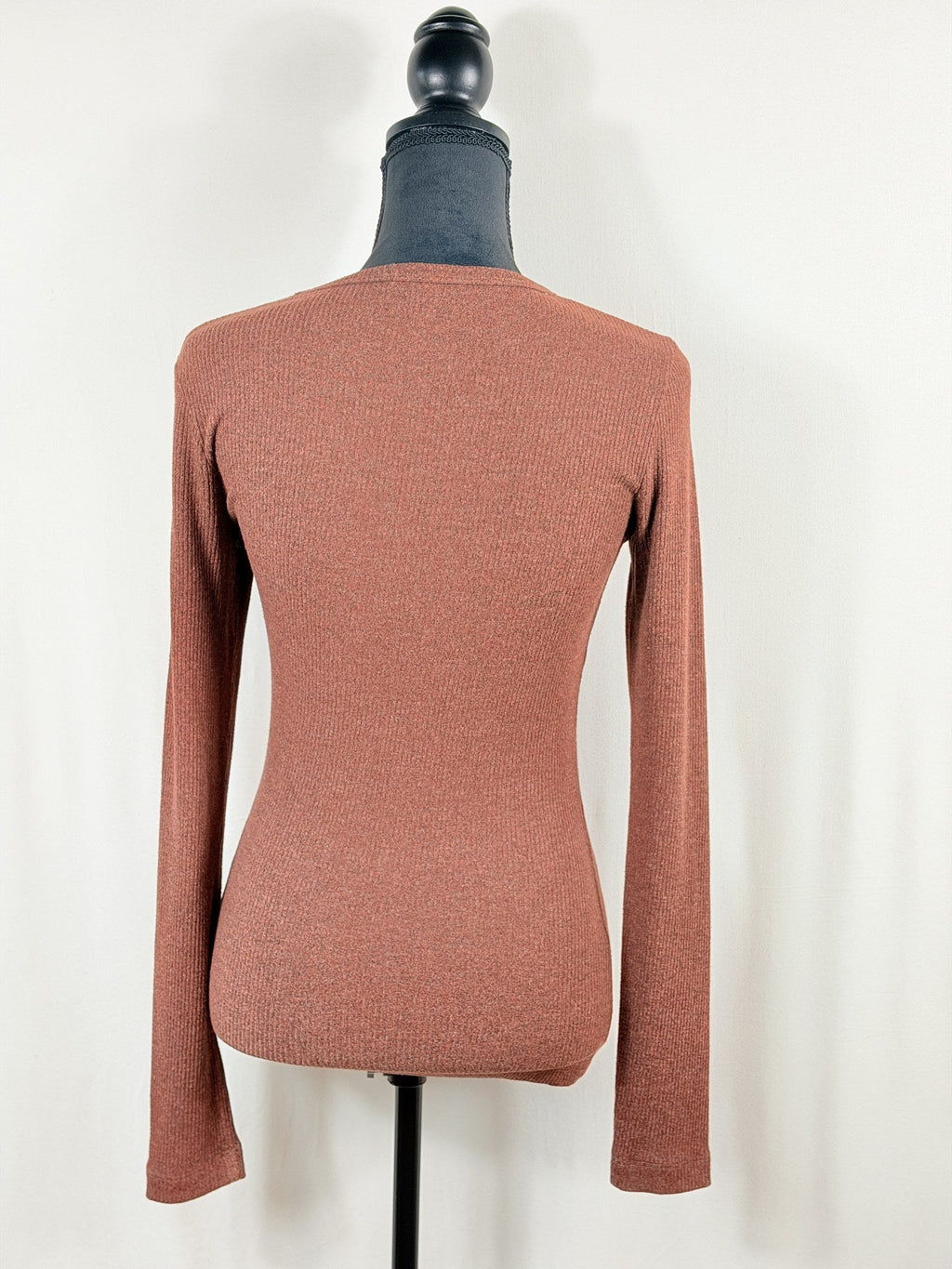 AGOLDE Rust Ribbed Crewneck Top – back