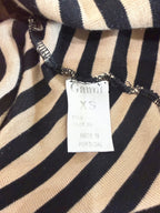 GANNI Striped Cotton Bateau-Neck Mini Dress – Black/Tan – label