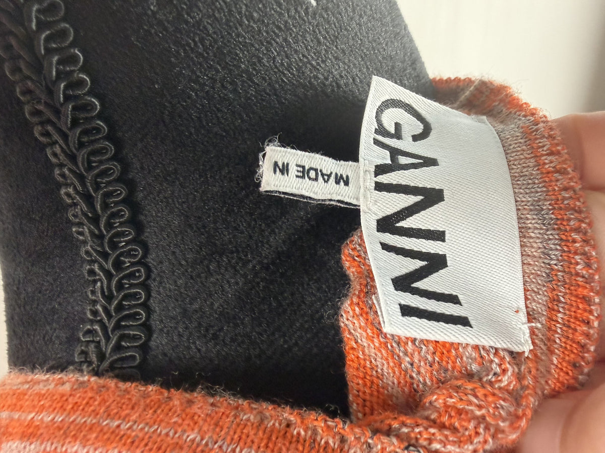 GANNI Merino Mouline Cropped Top – Vibrant Orange – label