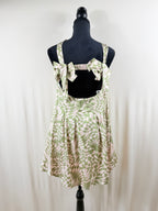 For Love & Lemons Printed Mini Dress — Green & Cream — back