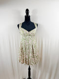 For Love & Lemons Printed Mini Dress — Green & Cream — front