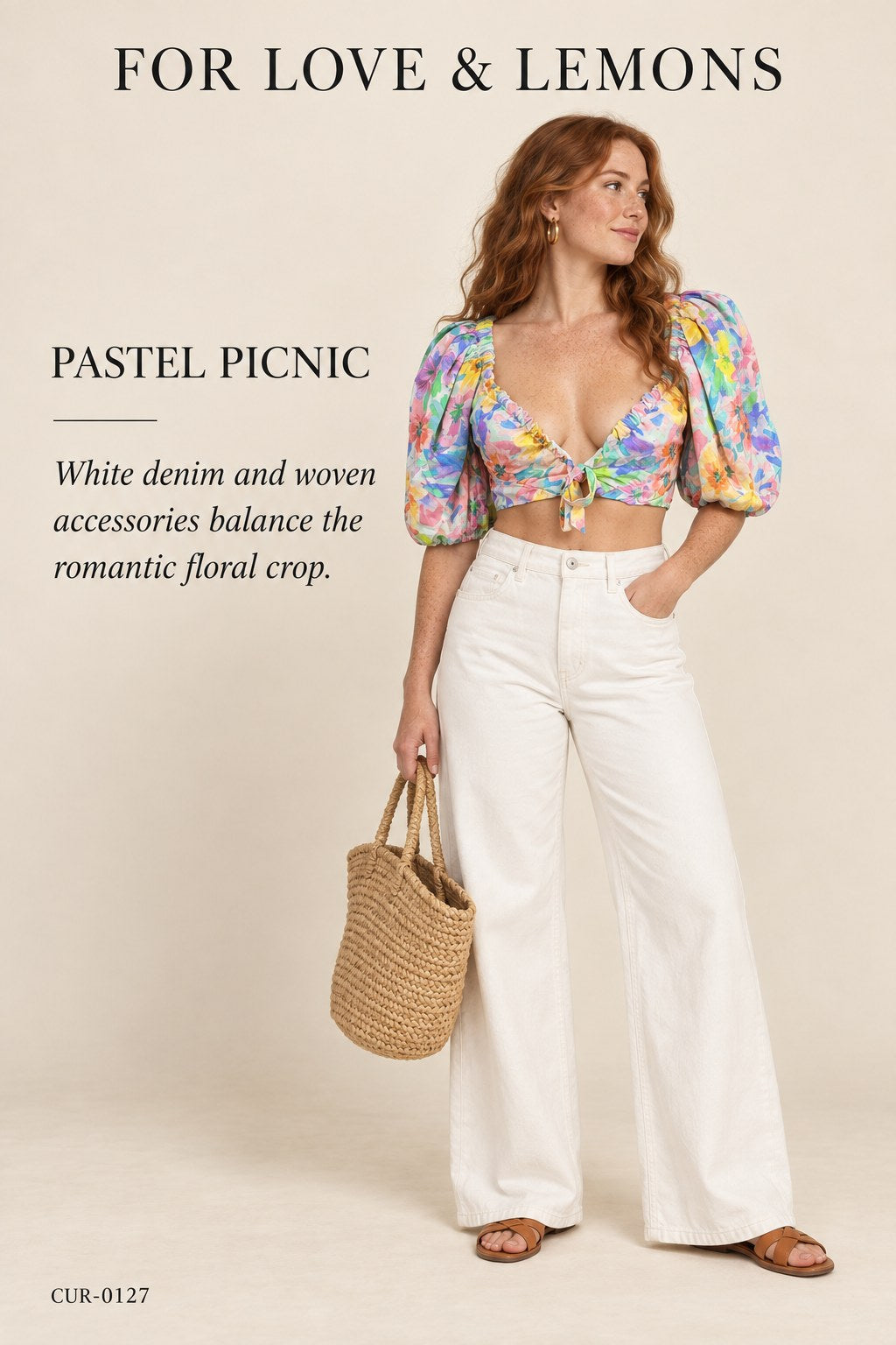 For Love & Lemons Blaire Crop Top – Pastel Floral