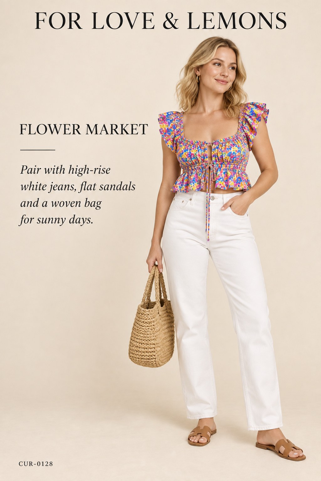 For Love & Lemons Gianna Crop Top – Blue Floral