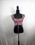 For Love & Lemons Floral Ruffle Crop Top – Multicolor – front