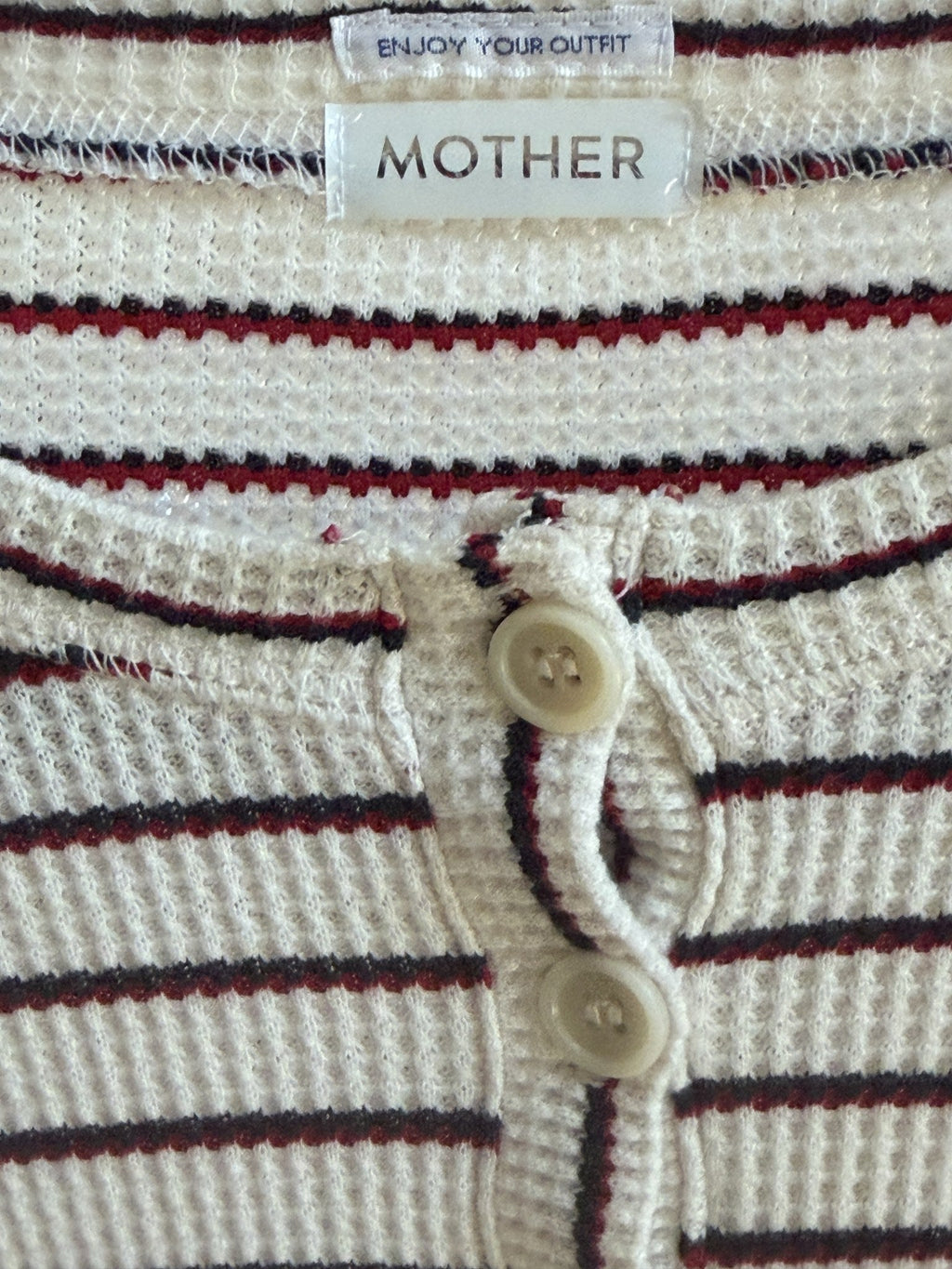 MOTHER The Itty Bitty Pixie Stripe Thermal Henley – label