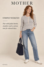 MOTHER The Itty Bitty Pixie Stripe Thermal Henley – styled: Striped Weekend