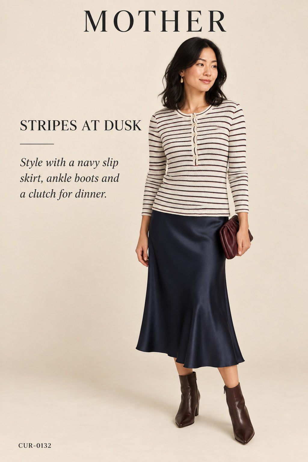 MOTHER The Itty Bitty Pixie Stripe Thermal Henley – styled: Stripes at Dusk