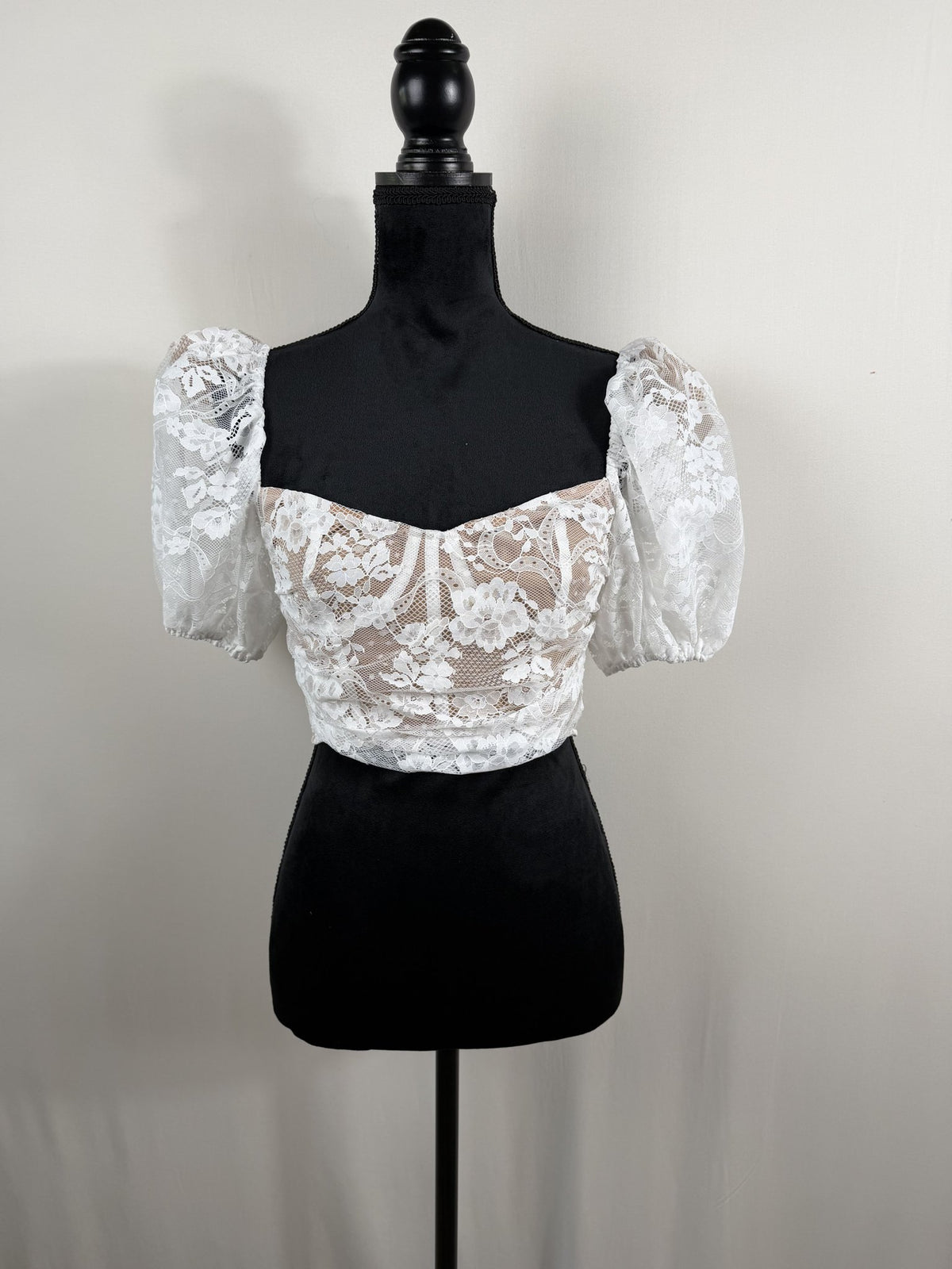 For Love & Lemons Rosalie Crop Top – White – front