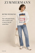 Zimmermann Graphic Print Hoodie – Ivory – styled editorial look 1