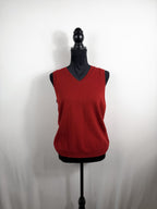 Reformation Cashmere V-Neck Sweater Vest – Red – front