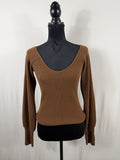 Reformation Ribbed Cashmere V-Neck Sweater – front