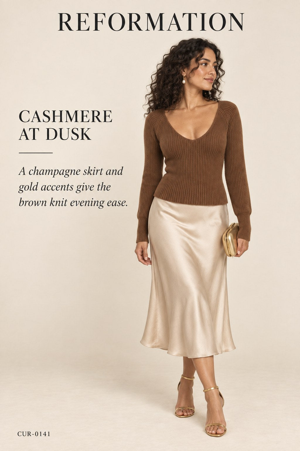 Reformation Ribbed Cashmere V-Neck Sweater – styled: Cashmere at Dusk