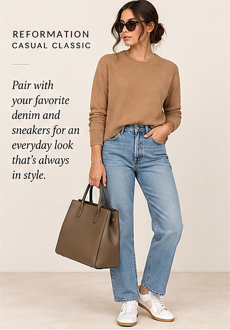 Reformation Cashmere Crewneck Sweater – Camel