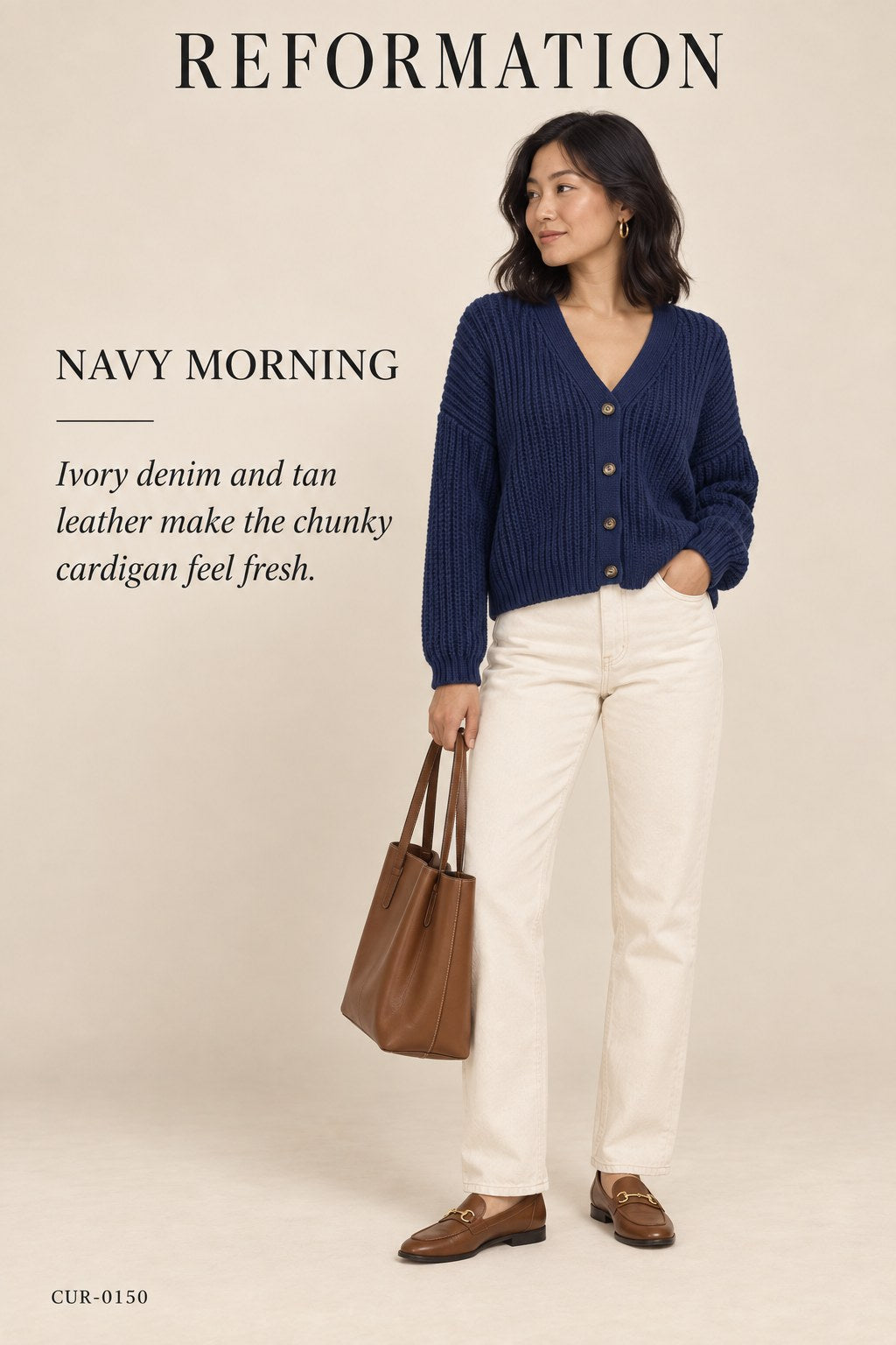 Reformation V-Neck Cardigan – styled: Navy Morning