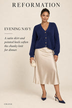 Reformation V-Neck Cardigan – styled: Evening Navy