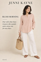 Jenni Kayne Mock Neck Button-Up Top – styled: Blush Morning