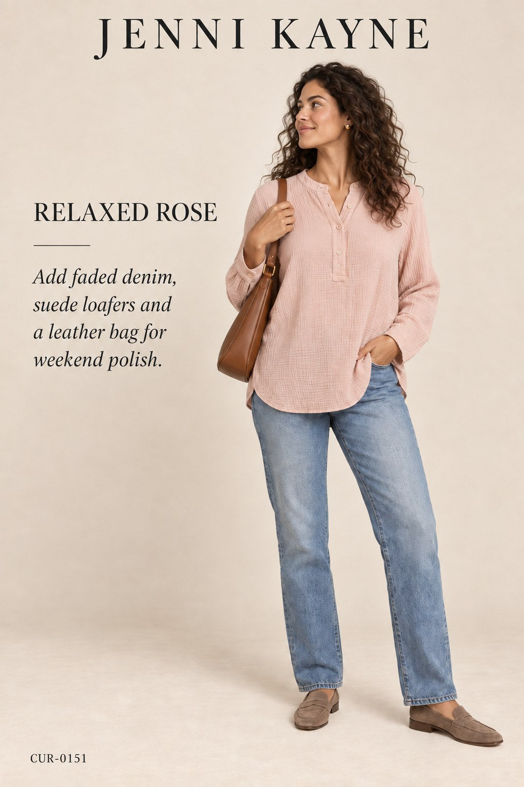 Jenni Kayne Mock Neck Button-Up Top – styled: Relaxed Rose