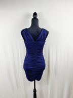 LoveShackFancy Bayana Ruched Cutout Mini Dress — Navy — back
