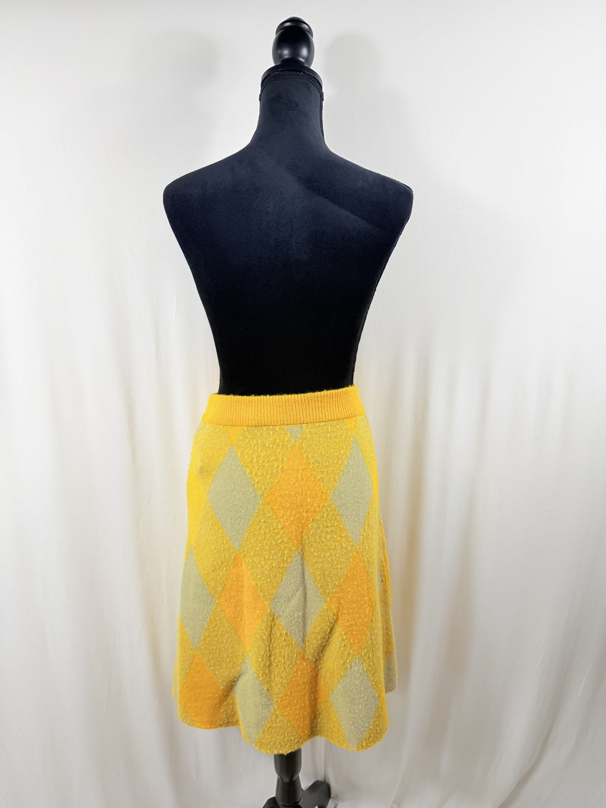 Burberry Equestrian Knight Argyle Wool A-Line Skirt – Mimosa – back