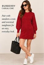 Burberry Red Wool/Cashmere/Mohair Shift Mini Dress – styled editorial look 1
