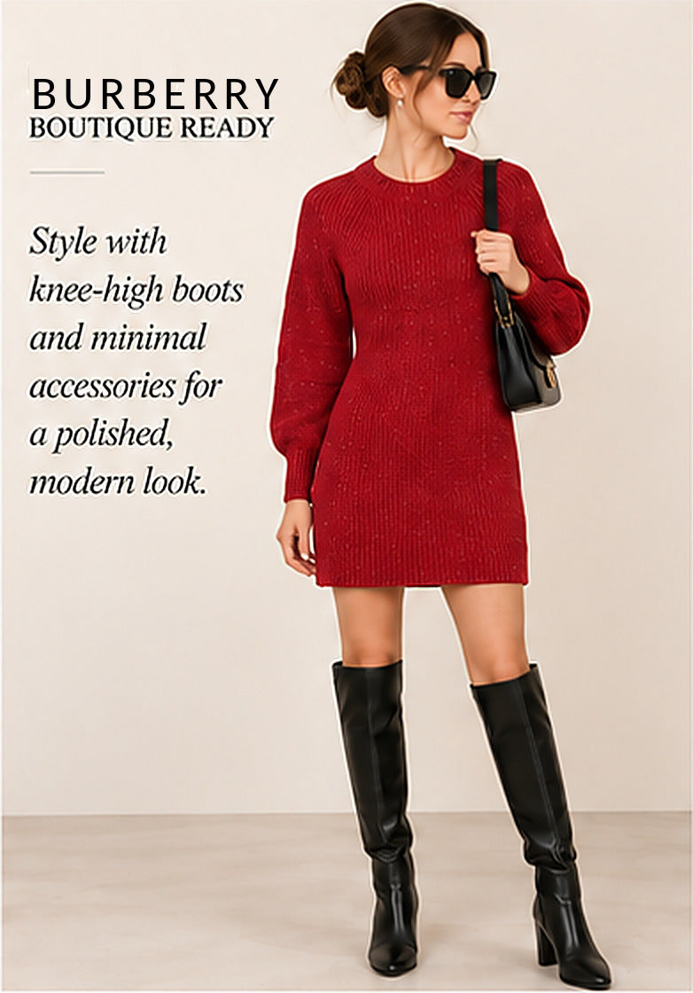 Burberry Red Wool/Cashmere/Mohair Shift Mini Dress – styled editorial look 2