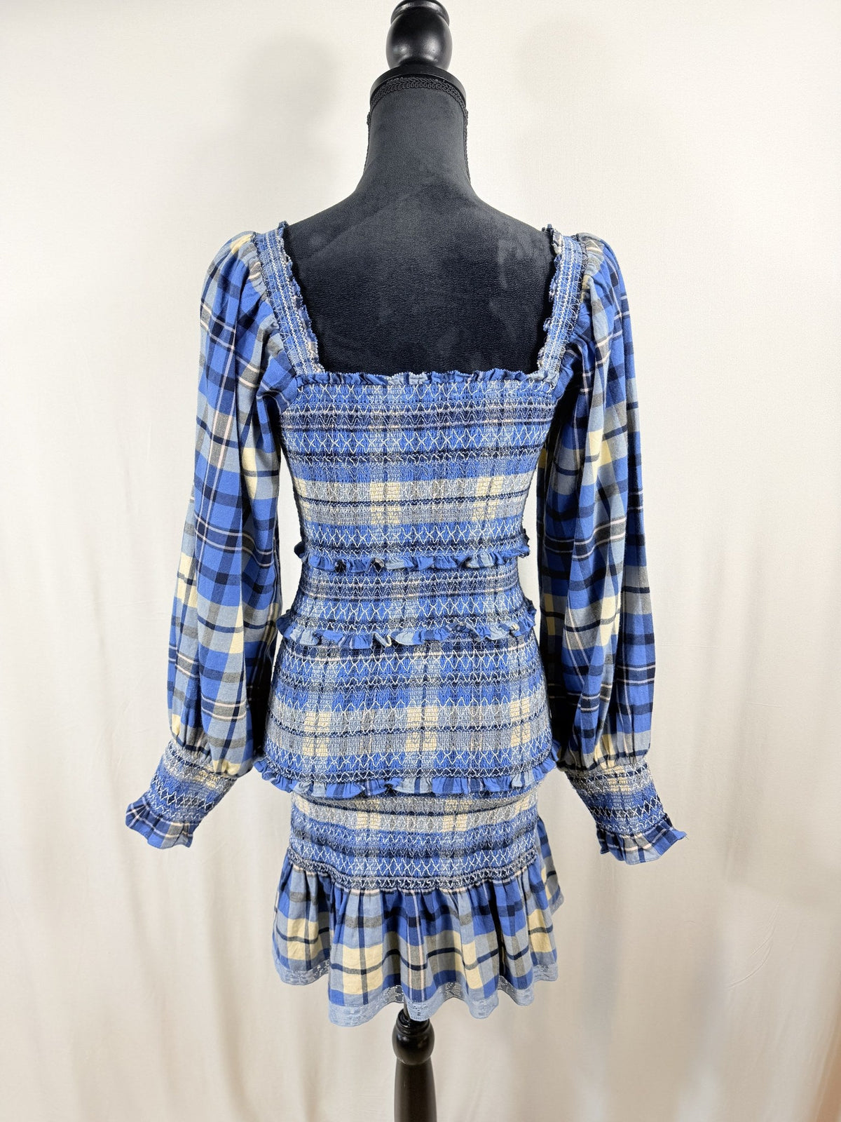 LoveShackFancy Plaid Print Mini Dress – back