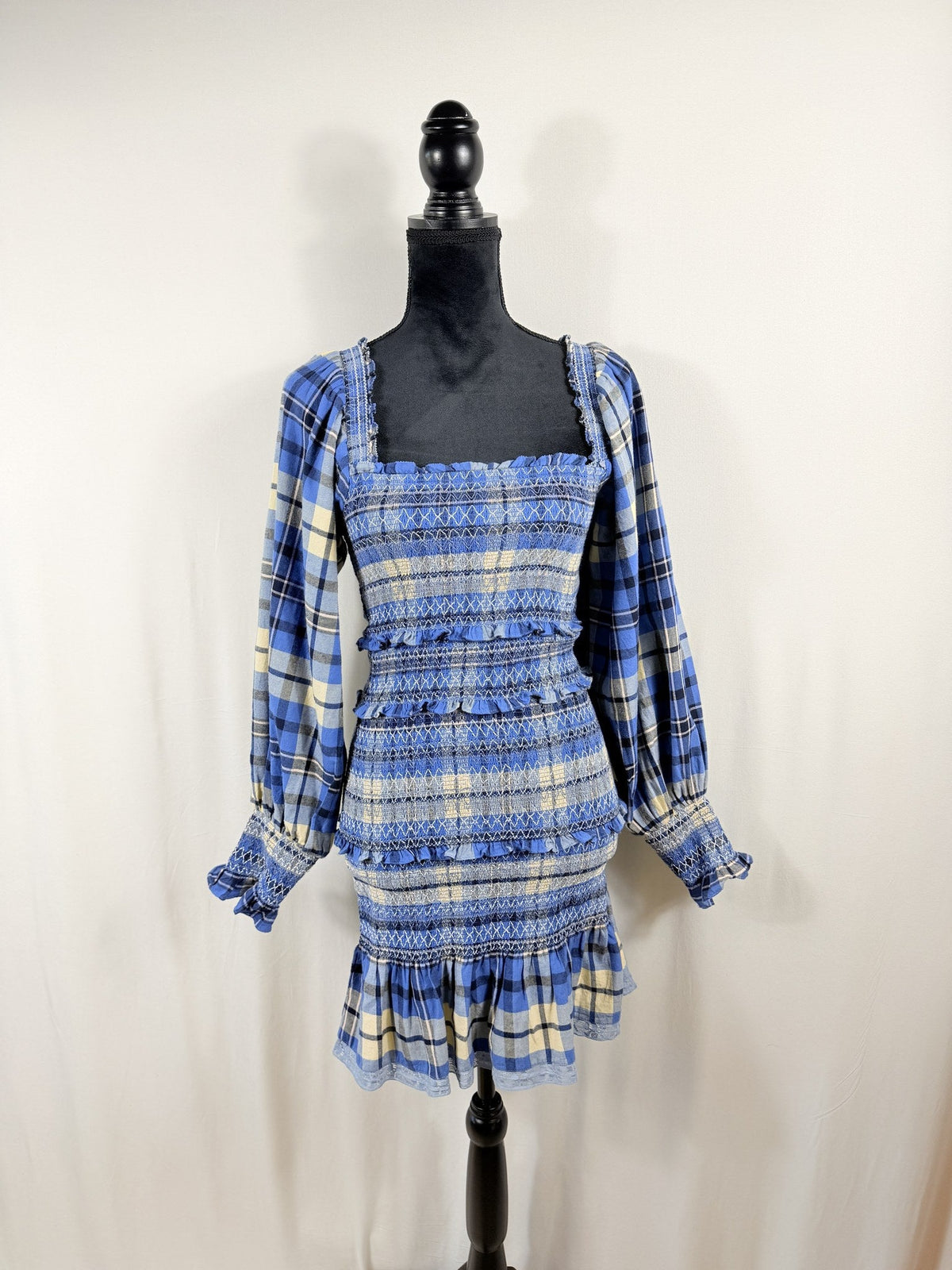 LoveShackFancy Plaid Print Mini Dress – front