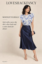 LoveShackFancy Floral Ruffle Crop Top – Blue – styled editorial look 3