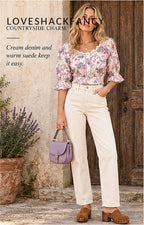 LoveShackFancy Floral Tie-Back Blouse – Pink Multi – styled editorial look 3