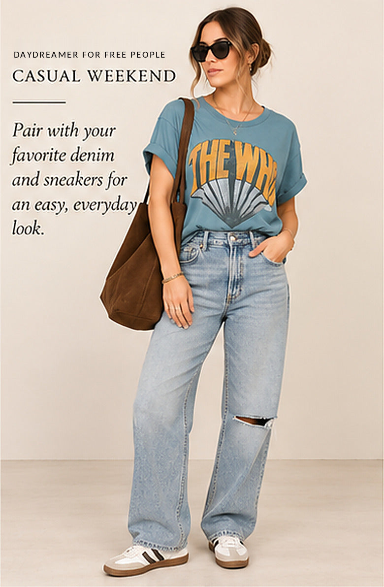 The Who Graphic Muscle Tee – Ruched Side – styled editorial look 1